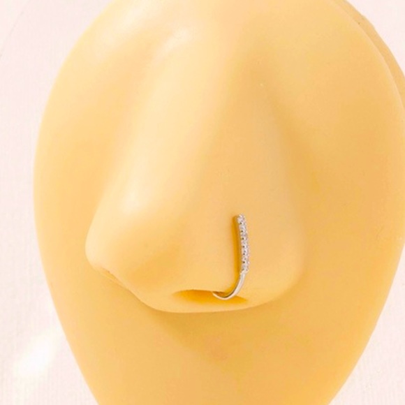 Silver Cubic Small Nose Ring BLING BLING - Picture 2 of 5